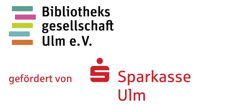 Logos der Förderer: Bibliotheksgesellschaft Ulm, Sparkasse Ulm